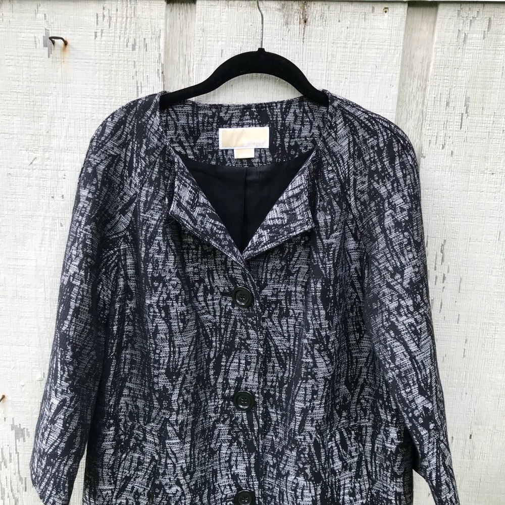 Michael Kors Long Blazer Jacket Silver Black S/P💐